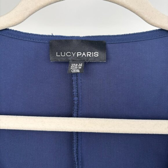 Lucy Paris Catarina Navy Velvet Midi Dress Holiday Size Medium - Picture 6 of 8